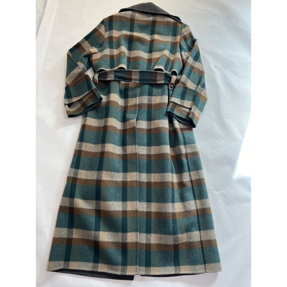 MOS Edition Coat in Blue Cream Brown Plaid - Picture 4 of 5